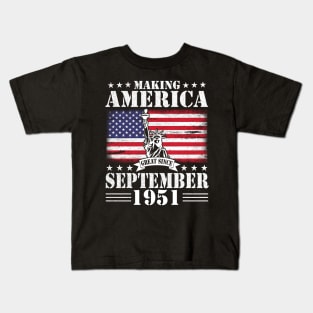 Happy Birthday To Me You Making America Great Since September 1951 69 Years Old Kids T-Shirt